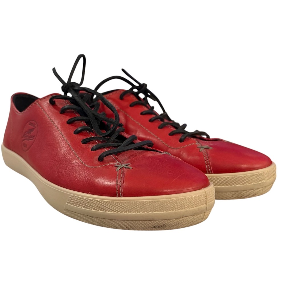 Pataugas Red Leather Low Top Sneakers French Heritage Lace Up Shoes Womens 41